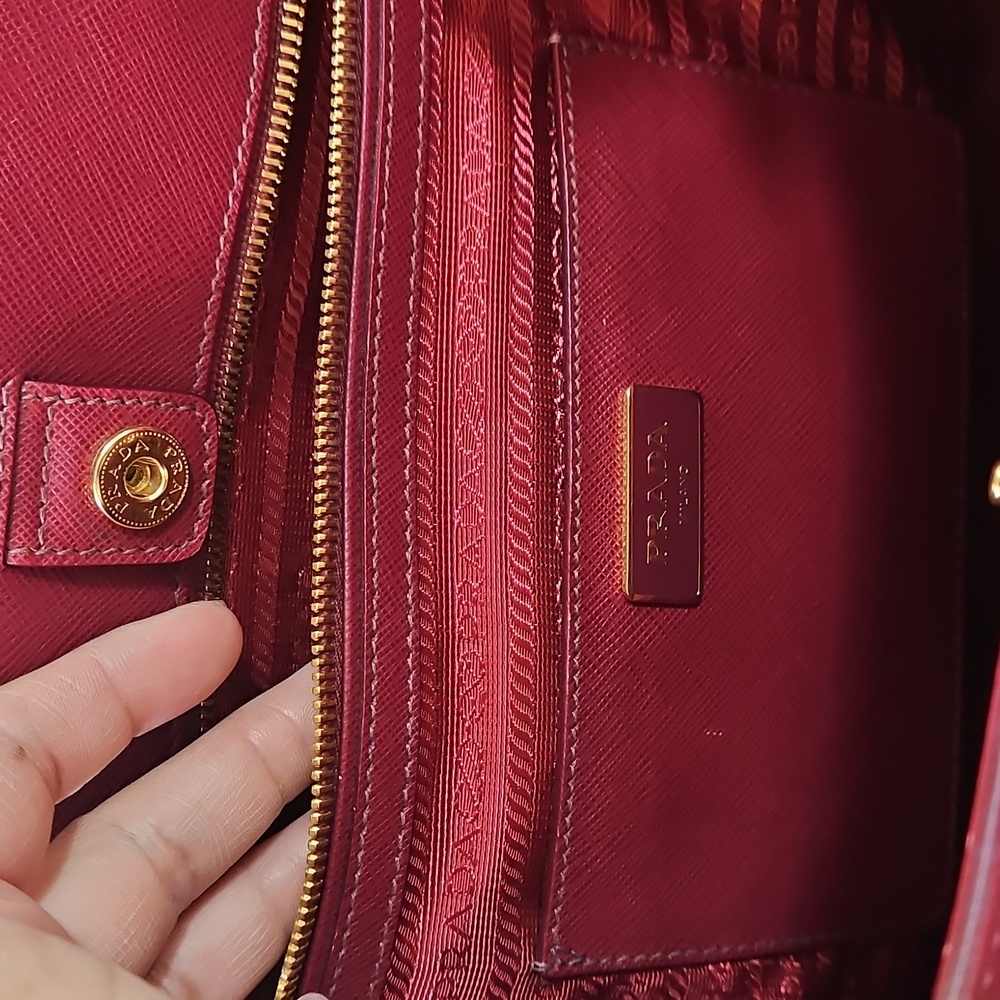 Prada Burgundy Leather Tote Bag - Picture 5 of 13